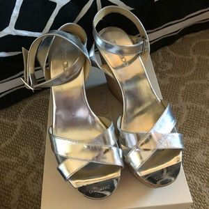 Jimmy choo metallic silver wedges!